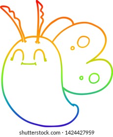 Regenbogen-Farbverlauf-Zeichnung eines lustigen Cartoon-Schmetterlings