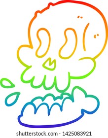 rainbow gradient line drawing of a funny cartoon skull