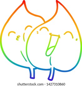 dibujo de líneas de gradiente de arco iris de unas hojas de caricatura divertidas