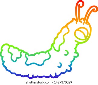 dibujo de una divertida oruga de caricatura de gradiente arco iris