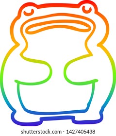 rainbow gradient line drawing of a funny cartoon frog
