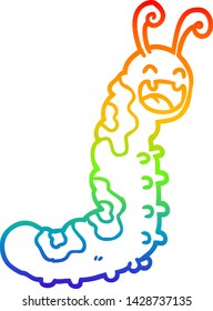 rainbow gradient line drawing of a funny cartoon caterpillar
