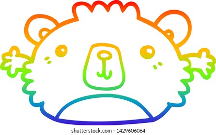 dibujo de una línea de gradiente de arco iris de un oso de caricatura divertido