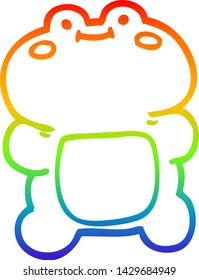 rainbow gradient line drawing of a funny cartoon frog