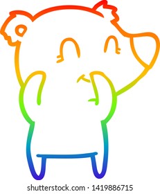 Regenbogen-Farbverlauf-Zeichnung eines kichernden Eisbärenkartoons