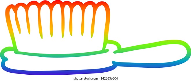 rainbow gradient line drawing of a hairbrush