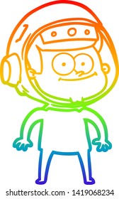 rainbow gradient line drawing of a happy astronaut cartoon