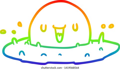 rainbow gradient line drawing of a happy egg