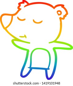 rainbow gradient line drawing of a happy cartoon bear