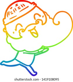 dibujo de línea de gradiente de arco iris de un hombre feliz con barba