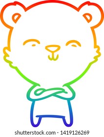 rainbow gradient line drawing of a happy cartoon polar bear