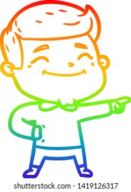 rainbow gradient line drawing of a happy cartoon man