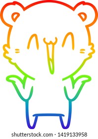 rainbow gradient line drawing of a happy bear cartoon