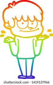 rainbow gradient line drawing of a happy cartoon man