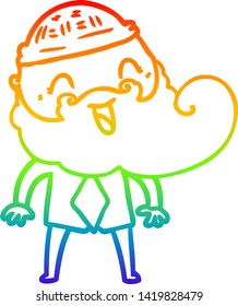 dibujo de línea de gradiente de arco iris de un hombre feliz con barba