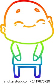 dibujo de una línea de gradiente de arco iris de un hombre calvo de dibujos animados