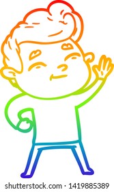 Regenbogen-Farbverlauf-Zeichnung eines glücklichen Cartoon-Mannes