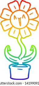 Regenbogen-Farbverlauf-Zeichnung einer glücklichen Cartoon-Blume