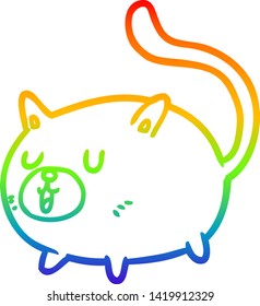 rainbow gradient line drawing of a happy cat