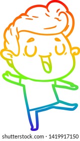 rainbow gradient line drawing of a happy cartoon man