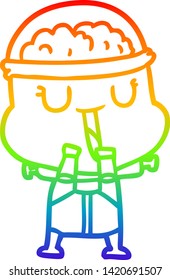 rainbow gradient line drawing of a happy cartoon robot
