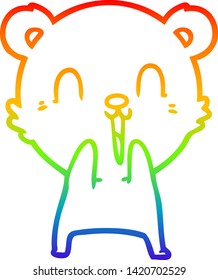 dibujo de una línea degradada de arco iris de un oso polar de dibujos animados