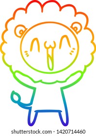 Regenbogen-Farbverlauf-Zeichnung eines glücklichen Cartoon-Löwen
