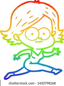 dibujo de una alegre niña de dibujos en gradiente de arco iris