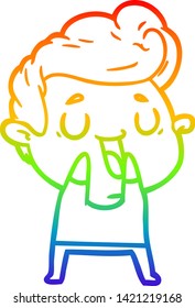 rainbow gradient line drawing of a happy cartoon man