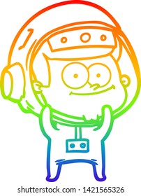 rainbow gradient line drawing of a happy astronaut cartoon
