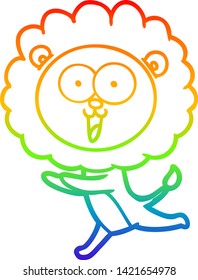 Regenbogen-Farbverlauf-Zeichnung eines glücklichen Cartoon-Löwen