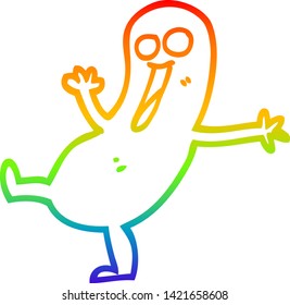 rainbow gradient line drawing of a happy cartoon sausage