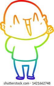 dibujo de una línea de gradiente de arco iris de un hombre calvo de dibujos animados