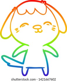 rainbow gradient line drawing of a happy cartoon dog