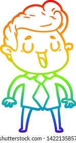 rainbow gradient line drawing of a happy cartoon man