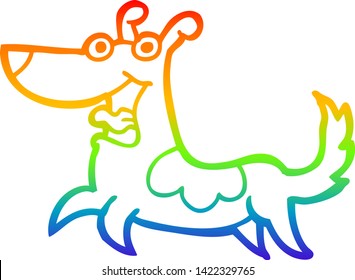 dibujo de una caricatura de perro feliz con gradiente de arco iris
