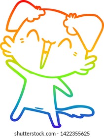 Regenbogen-Farbverlauf-Zeichnung eines glücklichen kleinen Hundekartoons