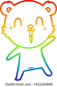 dibujo de una línea degradada de arco iris de un oso polar de dibujos animados