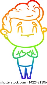 rainbow gradient line drawing of a happy cartoon man