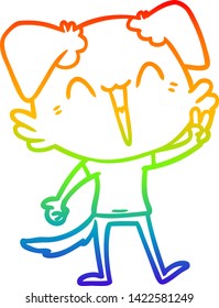 Regenbogen-Farbverlauf-Zeichnung eines glücklichen kleinen Hundekartoons