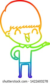 dibujo de una línea de gradiente de arco iris de un niño de caricatura feliz