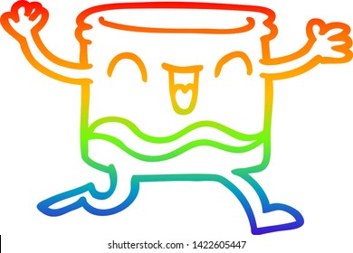 rainbow gradient line drawing of a happy cartoon whisky glass