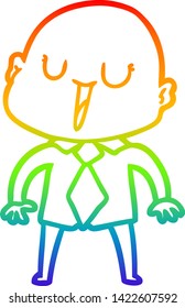 rainbow gradient line drawing of a happy cartoon bald man