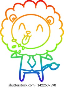 Regenbogen-Farbverlauf-Zeichnung eines glücklichen Cartoon-Löwen