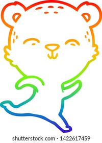 Regenbogen-Farbverlauf-Zeichnung eines glücklichen Cartoon-Bären