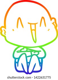 Regenbogengradientenzeichnung eines glücklichen Karikaturenkampfmannes