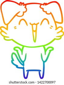 rainbow gradient line drawing of a happy little dog cartoon