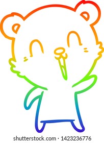 rainbow gradient line drawing of a happy cartoon bear