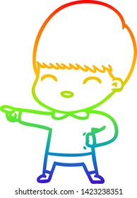 dibujo de una línea de gradiente de arco iris de un niño de caricatura feliz
