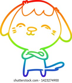 rainbow gradient line drawing of a happy cartoon dog